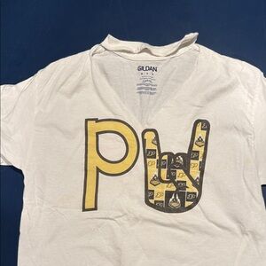 Gildan White Tee with Yellow Graphic